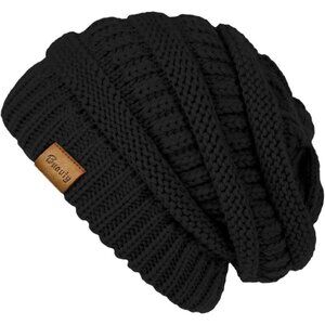 ✨ Buauty Slouchy Beanies Women Black Cable Knit Winter Chunky Warm Stocking Hats